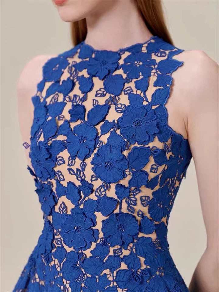 Blue Floral Lace Dress – OPARI
