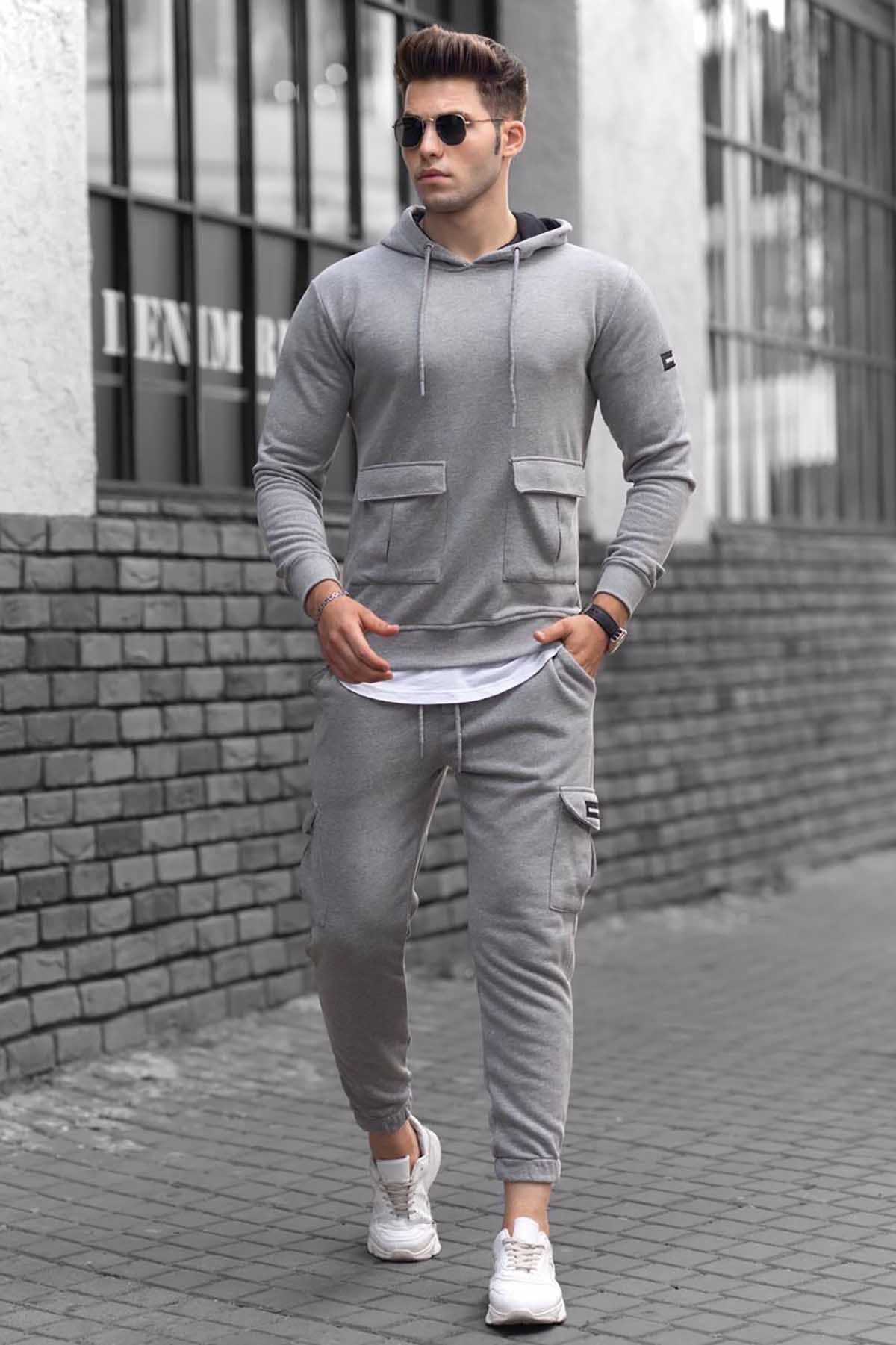 Grey Pocket Detailed Men Tracksuit Set – OPARI